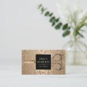 Haar Stylist Antiek Scissor  Black & Gold Visitekaartje (Staand voorkant)