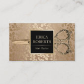 Haar Stylist Antiek Scissor  Black & Gold Visitekaartje (Voorkant)