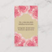 Haar Stylist Antiek Scissor Cream & Roze Floral Visitekaartje (Achterkant)