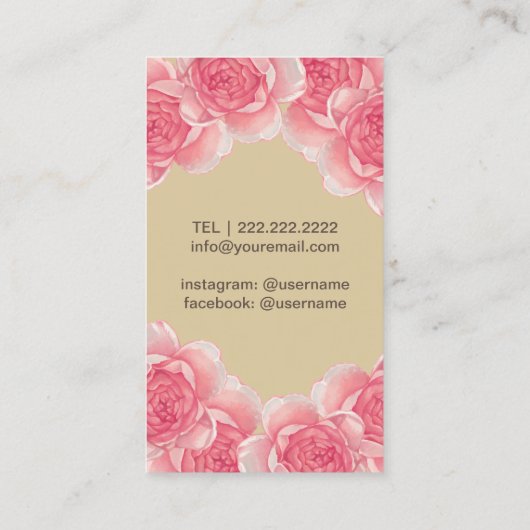 Haar Stylist Antiek Scissor Cream & Roze Floral Visitekaartje (Achterkant)