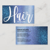 Haar Stylist Aqua Baby Blauw Triple Glitter Ombre Visitekaartje (Voorkant / Achterkant)
