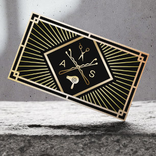 Haar Stylist  Art Deco Black & Gold Salon Visitekaartje