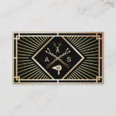 Haar Stylist  Art Deco Black & Gold Salon Visitekaartje (Voorkant)