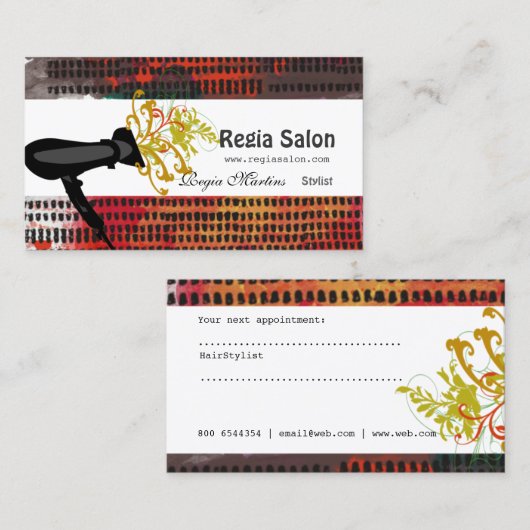 Haar Stylist Artistic Pattern Salon Brusstrokes Afsprakenkaartje (Voorkant / Achterkant)