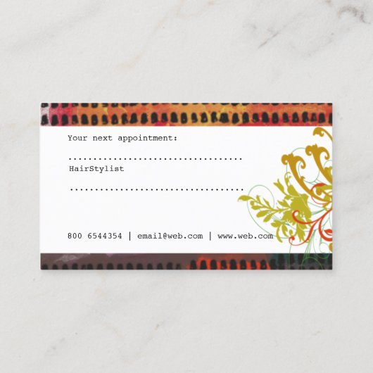 Haar Stylist Artistic Pattern Salon Brusstrokes Afsprakenkaartje (Achterkant)