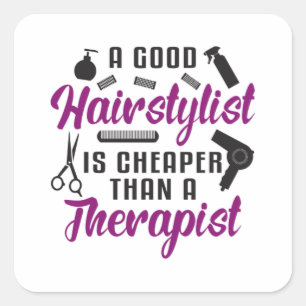 Haar Stylist Barber Schaar Therapie Gift Idee Vierkante Sticker