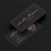Haar Stylist Beauty Esthetische Zwart Roze Script Visitekaartje