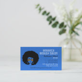 Haar Stylist Beauty Girl Salon Blauw Visitekaartje (Staand voorkant)