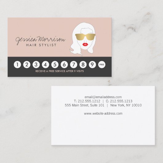 Haar Stylist Beauty Meisje op Peach II Loyalty Kaa (Voorkant / Achterkant)