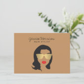 Haar Stylist Beauty Meisje Tan/Bruin Gift Kaart (Staand voorkant)