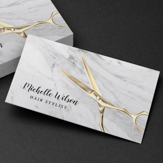 Haar Stylist Beauty Salon Trendy Wit Marmer Visitekaartje