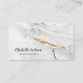 Haar Stylist Beauty Salon Trendy Wit Marmer Visitekaartje (Voorkant)