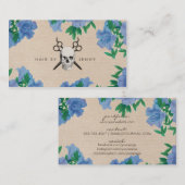  haar stylist blauw chic floral shears schedel visitekaartje (Voorkant / Achterkant)