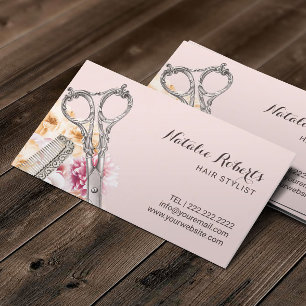 Haar Stylist  Bloemen Blush Roze Afspraak Afsprakenkaartje