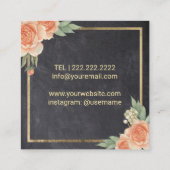 Haar Stylist  Bloemen Elegant Chalkboard Vierkante Visitekaartje (Achterkant)