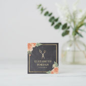 Haar Stylist  Bloemen Elegant Chalkboard Vierkante Visitekaartje (Staand voorkant)