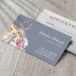 Haar Stylist  Bloemen Stoffig Blauw Salon Afsprakenkaartje<br><div class="desc">Haar Stylist  Schaar Bloemen Stoffig Blauw Afspraak Herinnering Kaart.</div>