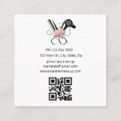 Haar stylist bloemenschaar qr code stijlvol vierkante visitekaartje (Achterkant)