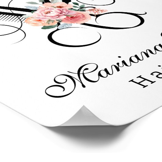 Haar stylist bloemenschaar stijlvolle schoonheidss poster (Hoek)