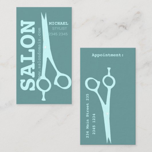 Haar Stylist Bold Modern Salon Scissors Afsprakenkaartje (Voorkant / Achterkant)
