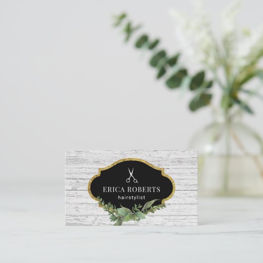 Haar Stylist  Botanische Rustieke Schoonheidssalon Visitekaartje (Staand voorkant)