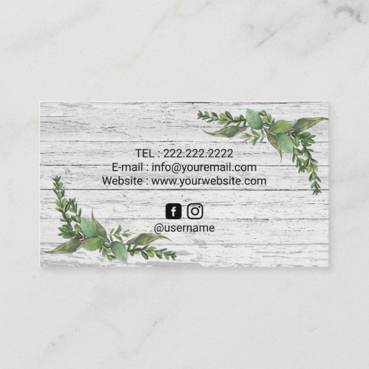 Haar Stylist  Botanische Rustieke Schoonheidssalon Visitekaartje (Achterkant)