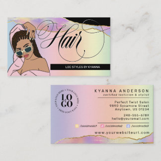 Haar Stylist, Braid Salon, Loc Stylist - Pastel Visitekaartje
