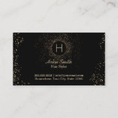 Haar Stylist Chic Gold Confetti Monogram Visitekaartje (Voorkant)