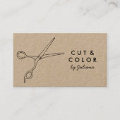 Haar Stylist Chic Scissors Line Art Minimal Kraft Visitekaartje (Voorkant)