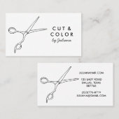 Haar Stylist Chic Scissors Line Art Minimale Aange Visitekaartje (Voorkant / Achterkant)