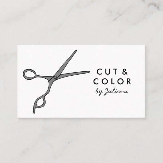 Haar Stylist Chic Scissors Line Art Minimale Aange Visitekaartje (Voorkant)