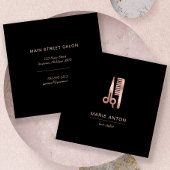 Haar Stylist Chique Roos Gouden Schaar Comb Zwart Vierkante Visitekaartje