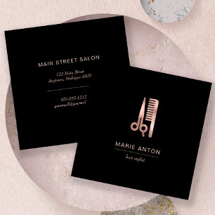 Haar Stylist Chique Roos Gouden Schaar Comb Zwart Vierkante Visitekaartje