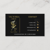 Haar Stylist Chique Zwart & Goud Schoonheid Salon Visitekaartje (Achterkant)