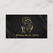 Haar Stylist Chique Zwart & Goud Schoonheid Salon Visitekaartje (Voorkant)
