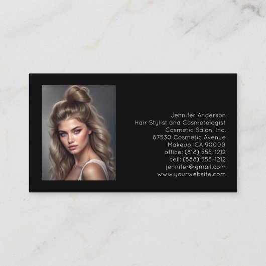 Haar Stylist Cosmetoloog Make-up Vrouw Foto Visitekaartje (Achterkant)