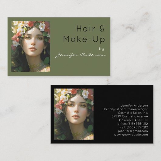 Haar Stylist Cosmetoloog Make-up  Vrouw Visitekaartje (Voorkant / Achterkant)