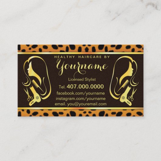 Haar Stylist Cosmetoloog Salon Visitekaartje (Voorkant)