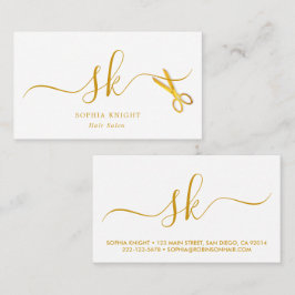 Haar Stylist Custom Goud Script Schaar Monogram Visitekaartje