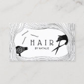 Haar Stylist Cute Hand Drawn Hair Lijst Salon Visitekaartje (Voorkant)