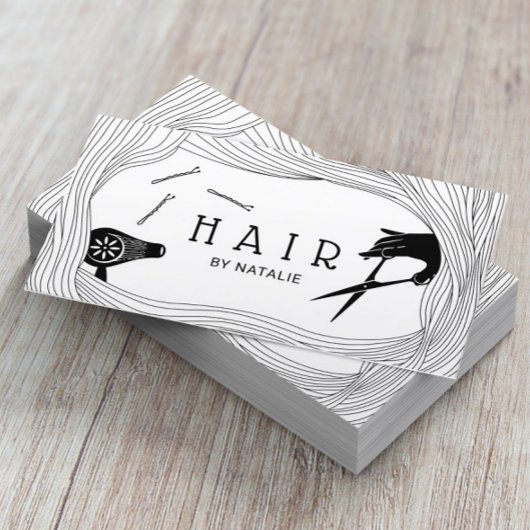 Haar Stylist Cute Hand Drawn Hair Lijst Salon Visitekaartje