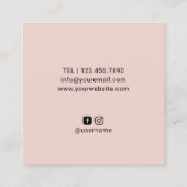 Haar Stylist Cute Scissor Minimalist Blush Pink Vierkante Visitekaartje (Achterkant)