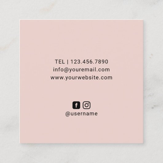 Haar Stylist Cute Scissor Minimalist Blush Pink Vierkante Visitekaartje (Achterkant)