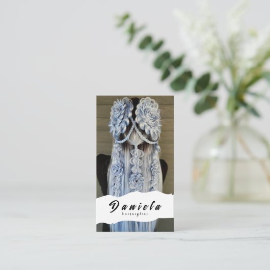 Haar Stylist Cute Scissor Minimalist Blush Pink Visitekaartje (Staand voorkant)