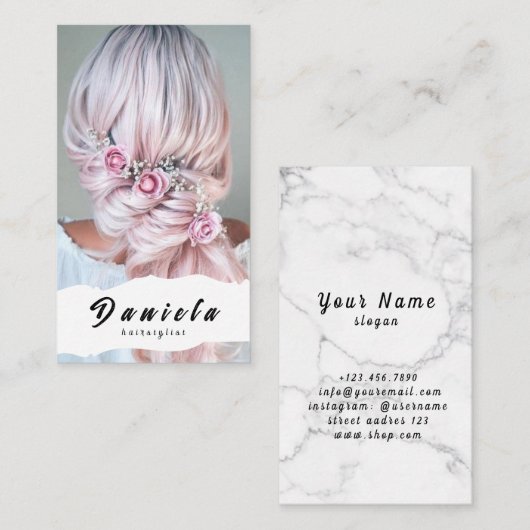 Haar Stylist Cute Scissor Minimalist Blush Pink Visitekaartje (Voorkant / Achterkant)