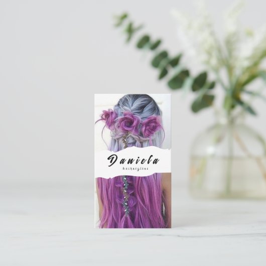 Haar Stylist Cute Scissor Minimalist Blush Pink Visitekaartje (Staand voorkant)