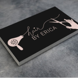 Haar Stylist Cute Typography Black & Blush Pink Visitekaartje
