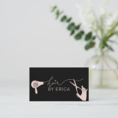 Haar Stylist Cute Typography Black & Blush Pink Visitekaartje (Staand voorkant)