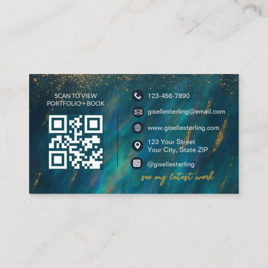 Haar Stylist Dark Opal Glam Modern QR Code Visitekaartje (Achterkant)