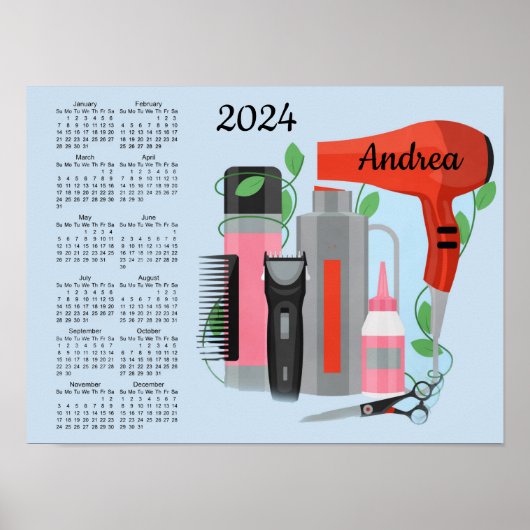 Haar Stylist Design 2024 Kalender Poster (Voorkant)